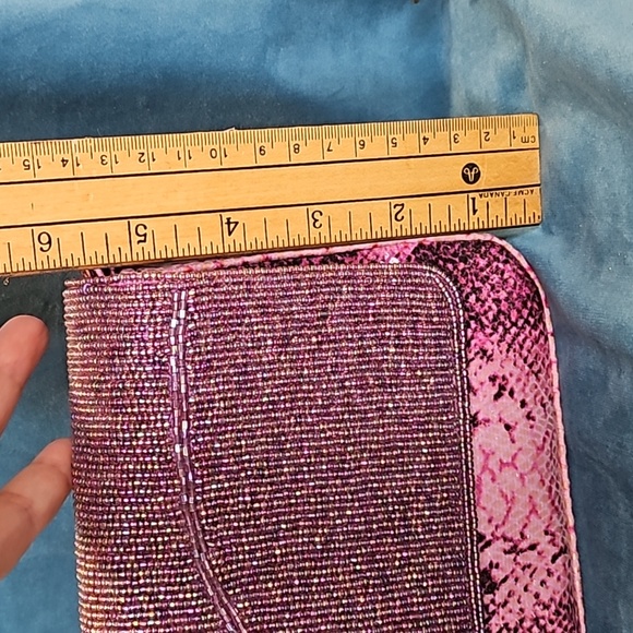 Vintage 1990s Gattinoni made in italy purse, beaded, fake snake skin - Picture 11 of 14